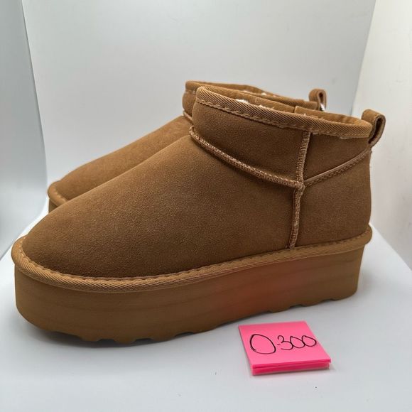 CUSHIONAIRE Women's Genuine Suede pull platform boot +Memory Foam 8.5 CHESTNUT - Picture 3 of 7